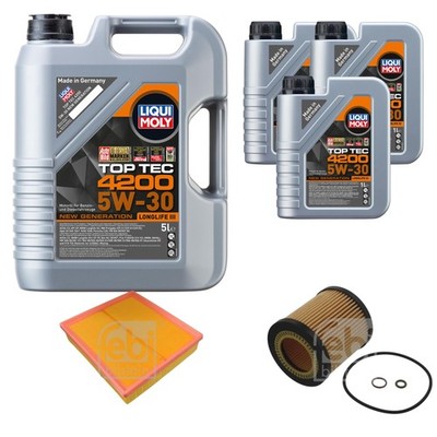 FEBI BILSTEIN Inspektionspaket 8L Liqui Moly Top Tec 4200 5W-30 für BMW 3er