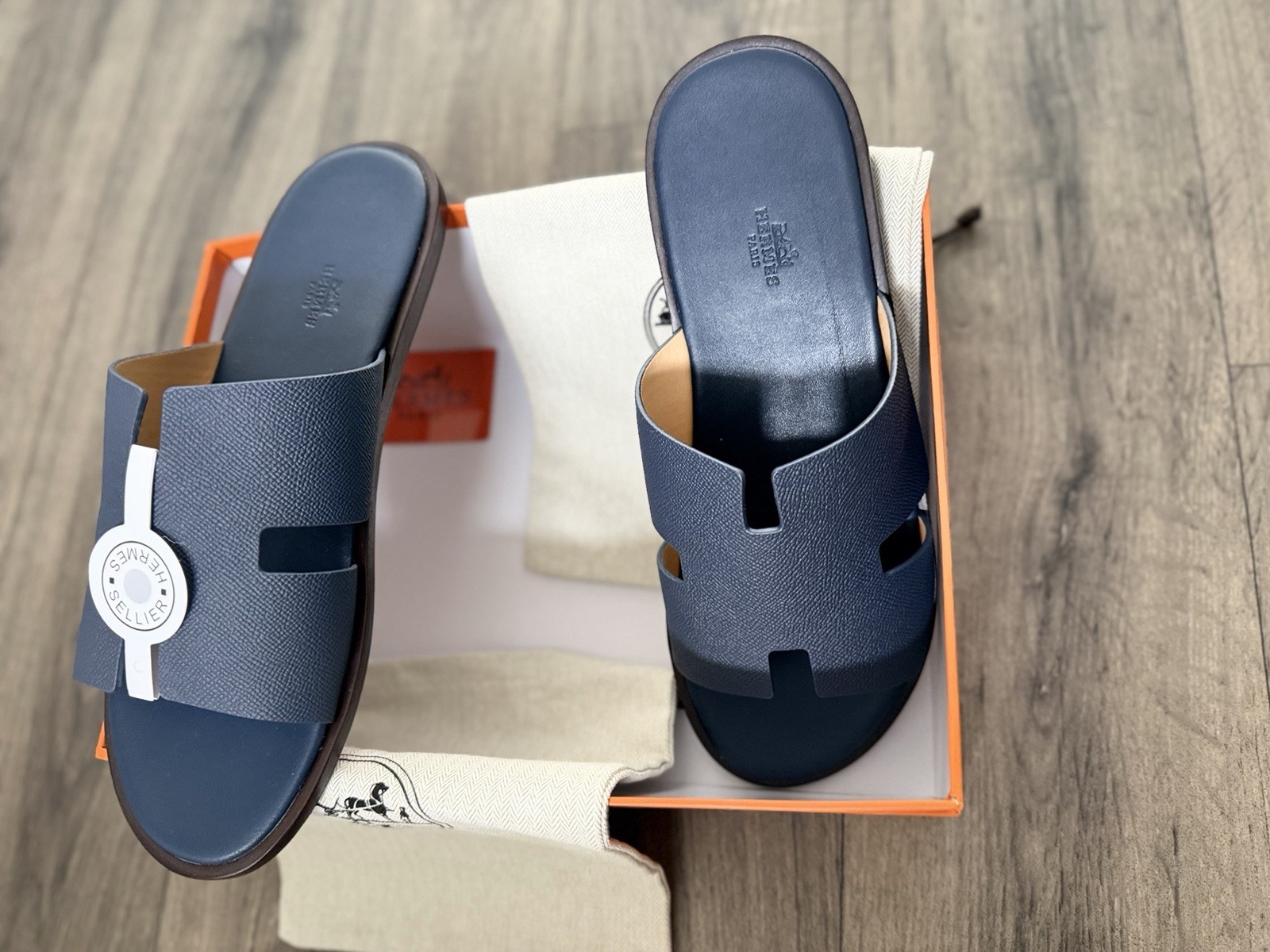 Men’s Hermes Navy Sandal Size 10 UK EU45 RRP £600 image 3