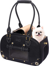 Dog Carrier Purse, Pet Carrier, Foldable Waterproof Premium PU Leather Pet Trave