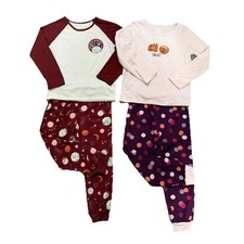 Cat And Jack Girls Sz 6 Pajama 4 Piece Set Bundle Long Sleeve Pants