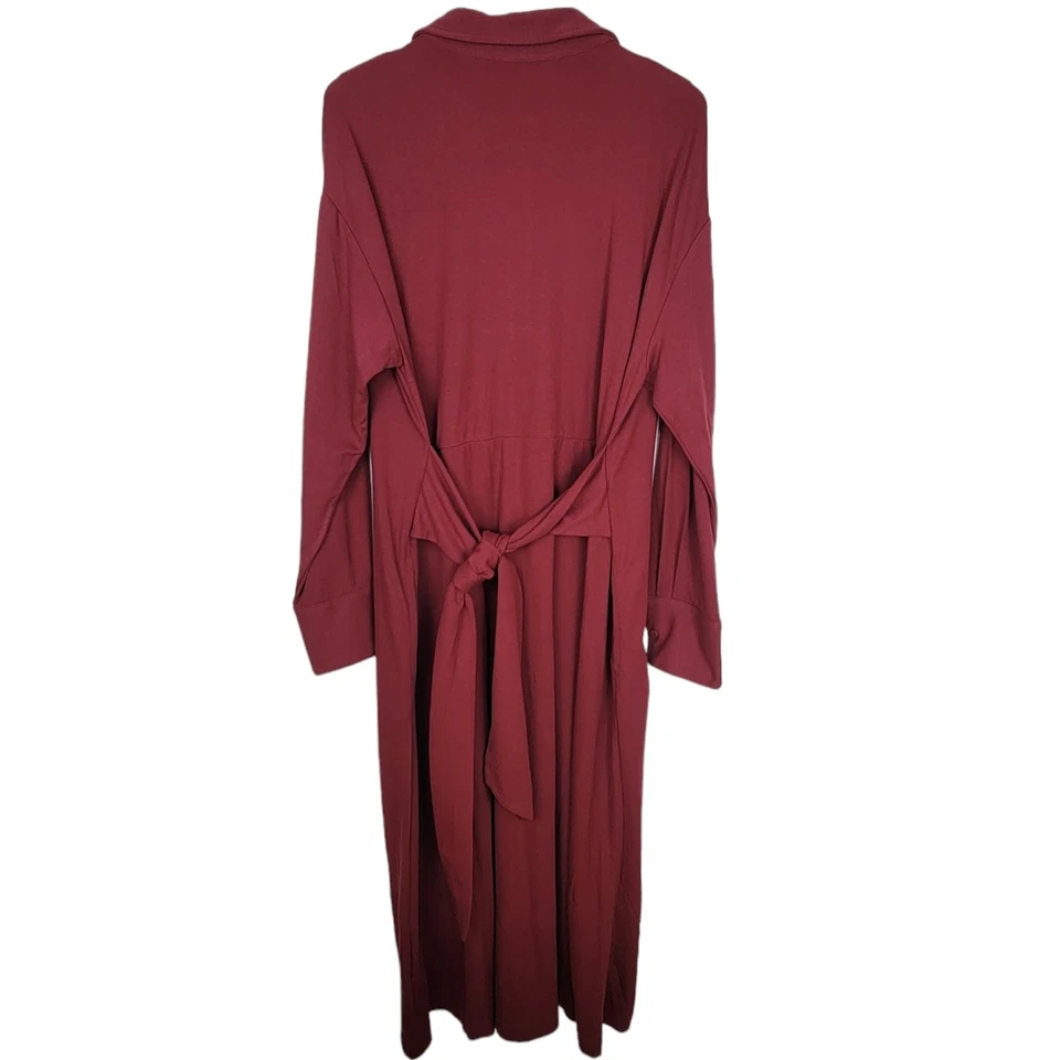 *NUEVO* Vestido Camisa Tejido Rojo Cabernet Mujer J by Jason Wu - Talla 1X Foto 3 de 4