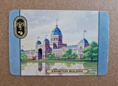 1 x VINTAGE COLES SWAP CARD - 1956 OLYMPIC SERIES NAMED EXHIBITION BUILDING