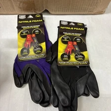 2 PAIRS PUGS Nylon Nitrile Foam Work Glove Medium Lightweight