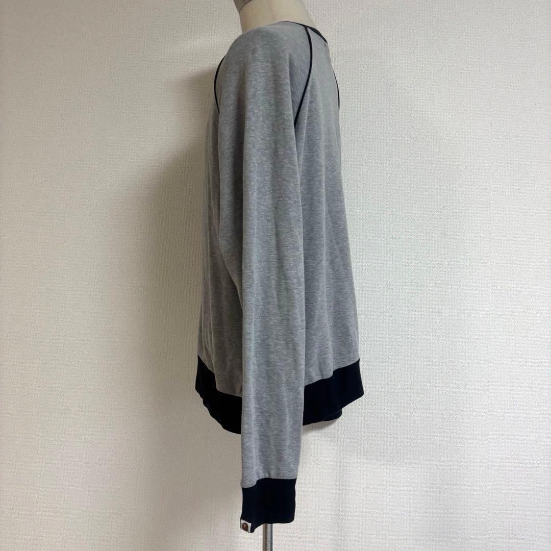 A Bathing Ape Made in Japan Initial Tag Light Sweatshirt L Gray x Black thumbnail 3