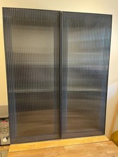 IKEA METOD HEJSTA 80x100cm Wall Cabinet Black (anthracite) Reeded Glass 2 Doors