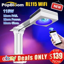 PopBloom RL115 WiFi Full Spectrum LED Aquarium Light For Coral Reef with Arm Kit