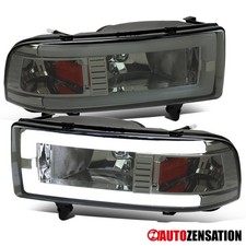 Fit 1994-2001 Dodge Ram 1500 2500 3500 Smoke Led Tube Headlights Lamp Leftright Fit 1994-2001 Dodge Ram 1500 2500 3500 Smoke Led Tube Headlights Lamp Leftright