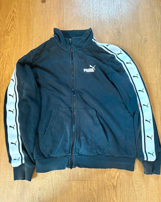 PUMA Tape Herren Trainingsjacke L Schwarz/Weiß Stehkragen RV mit Taschen