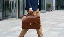 Men's Genuine Leather Briefcase Laptop Bag Vintage Brown Business Travel Office