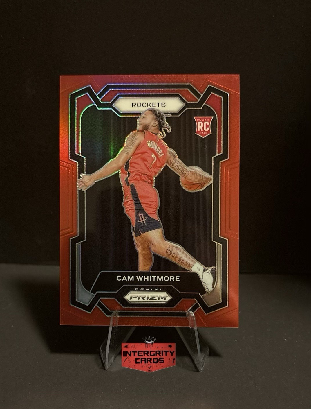 2023-24 Panini Prizm Cam Whitmore RC #129 Rookie Prizm Red Seismic SP 133/299