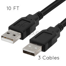 USB to USB Cable 10FT Type A Male to Type A Male Cable Hard Drive Cord 3 PCS