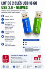 Lot de 2 Clés USB 16 Go USB 2.0 Neuves