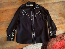Vtg Ranchwear of California Pearl Snap Western Shirt Men rockabilly black