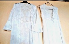 Conjunto Novia Camisón y Bata Largo Blanco Encaje. Nuevo.  Vintage. Años 70