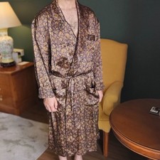100 Silk Vtg Robe Paisley Men s Luxury Feel Chic Hotel Slow Living Old Money L