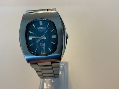 VINTAGE SEIKO QUARTZ 3803-5009 BLUE TV DIAL DAY DATE MEN'S WATCH