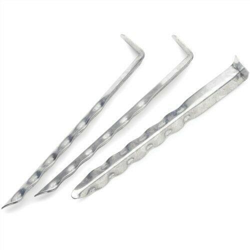 Highlander Strong Steel Angle V shaped Ripple Tent Pegs 21.5cm 9"" x 10pk CS303