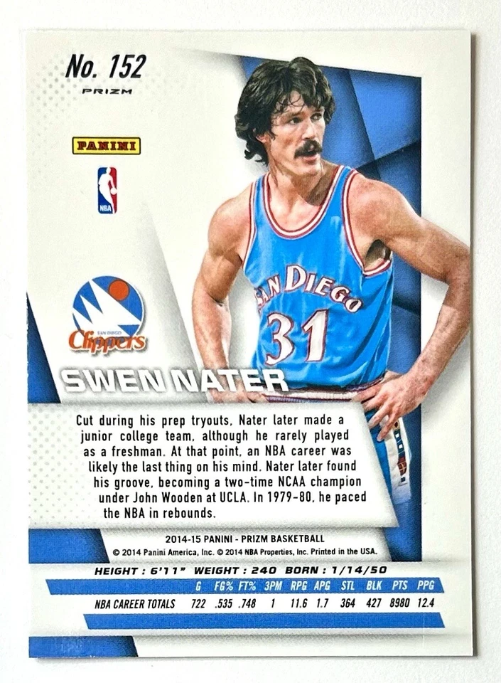 2014-15 Prizm Swen Nater RWB Pulsar Prizm Refractor SP #152 Red White & Blue NBA - Image 4 of 4