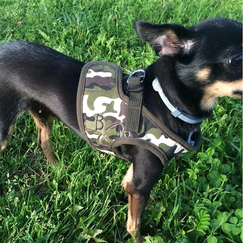 Dog Harness Vest, No Pull Adjustable, Green Camo, Large 16.5-17.5" Chest