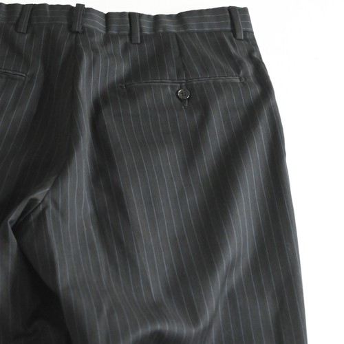 Hart Schaffner Marx 31x32 Black Striped Pleated Cuffed Wool Mens Dress Pants - Picture 8 of 9