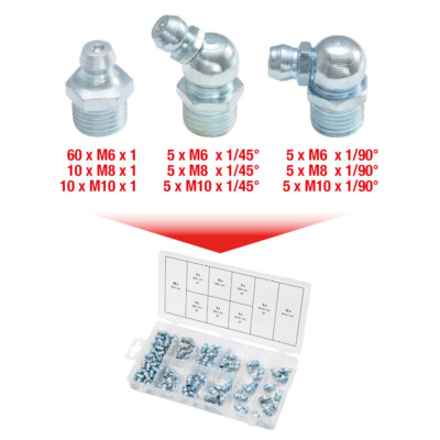 KS TOOLS Sortiment Schmiernippel, M6-8-10x1, 0, 110-tlg.