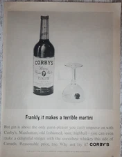1963 Corby's Vintage Print Ad Reserve Blended Whiskey Manhattan Old Fashioned