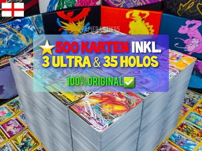 500 Pokemon Karten Sammlung |  3 V/GX/VMAX/EX ULTRA & 35x HOLOS 100% ORIGINAL EN