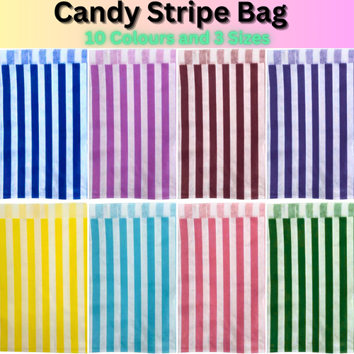 Candy Stripe Paper Bags Party Wedding Cake Sweet Treat Pick & Mix Gift Shop Bag - Picture 4 of 14