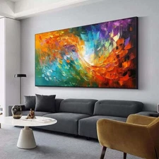 Pure Wall Art Painting Hand painted Abstract Oil Painting Living Room Green