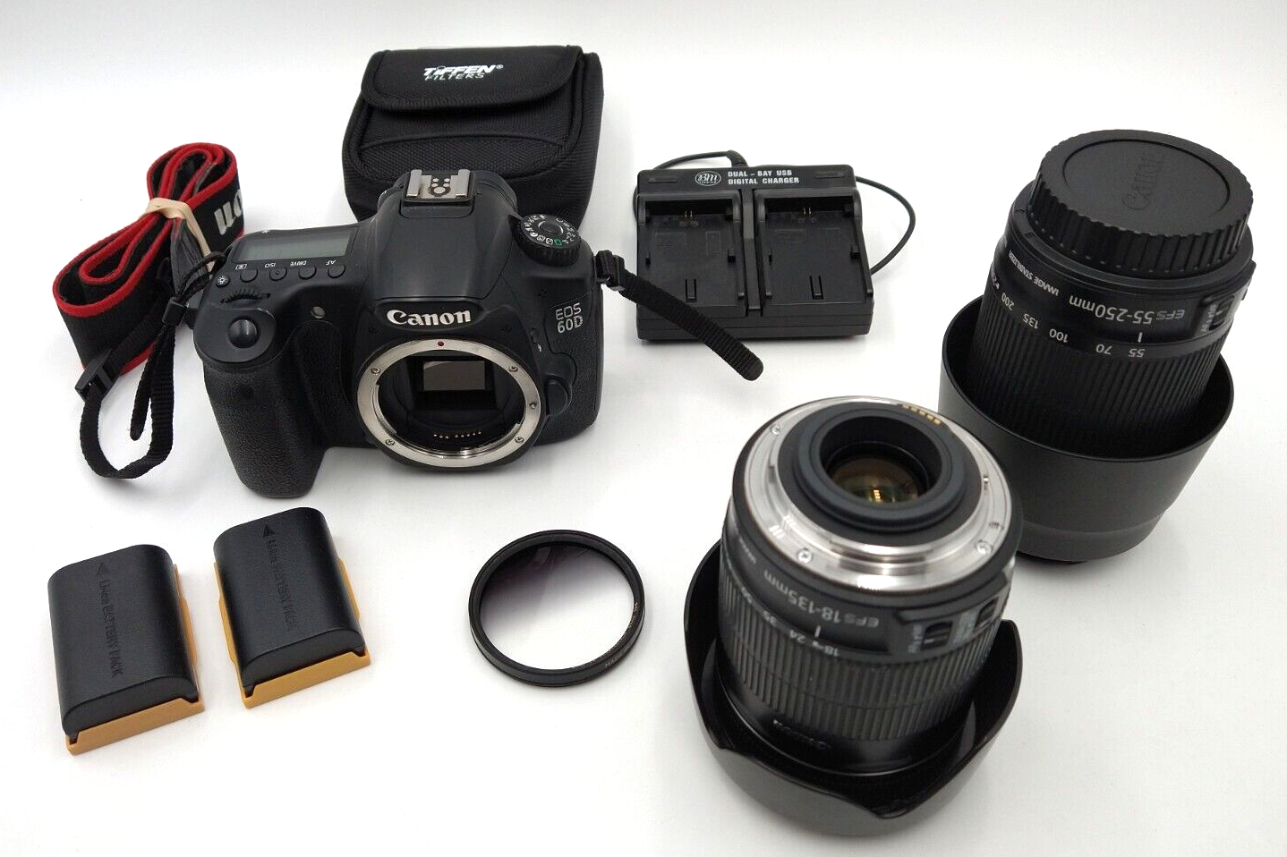 Canon EOS 60D DSLR Camera 2 Lens EFS 18-135mm & EFS 55-250mm, 3 
