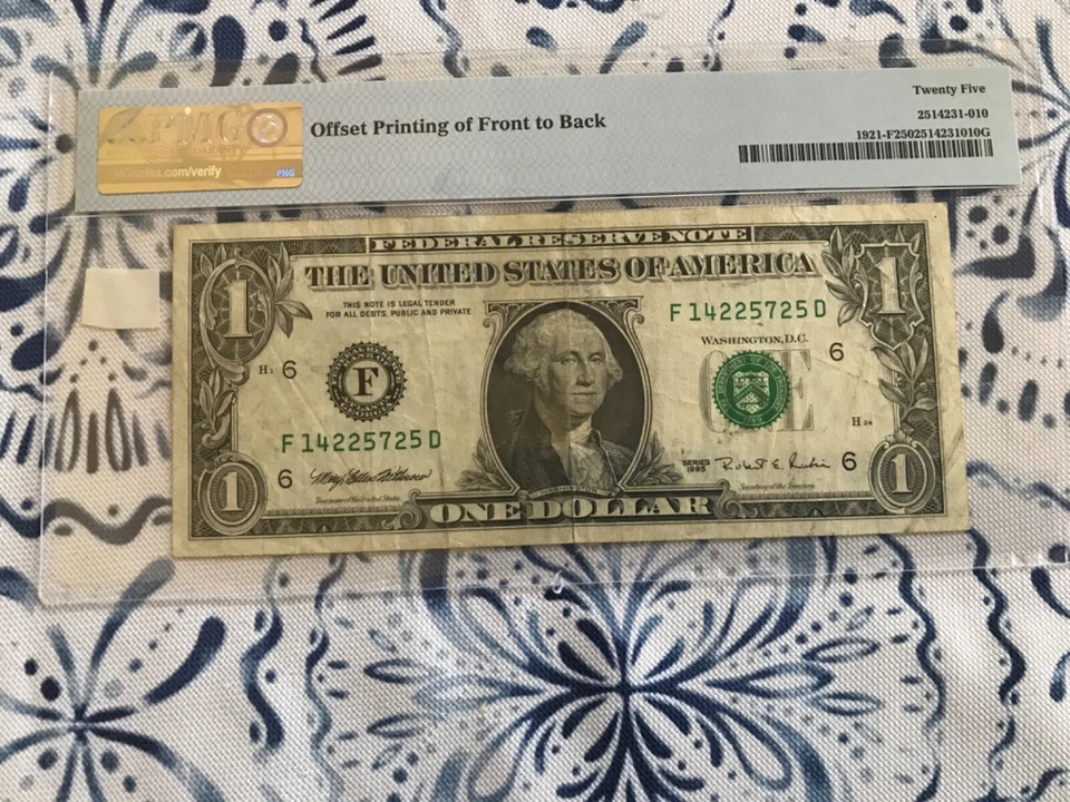 1995 US Dollar FULL Offset Printing ERROR FRONT TO BACK,CERTIFIED PMG VF 25 - Image 3 of 3