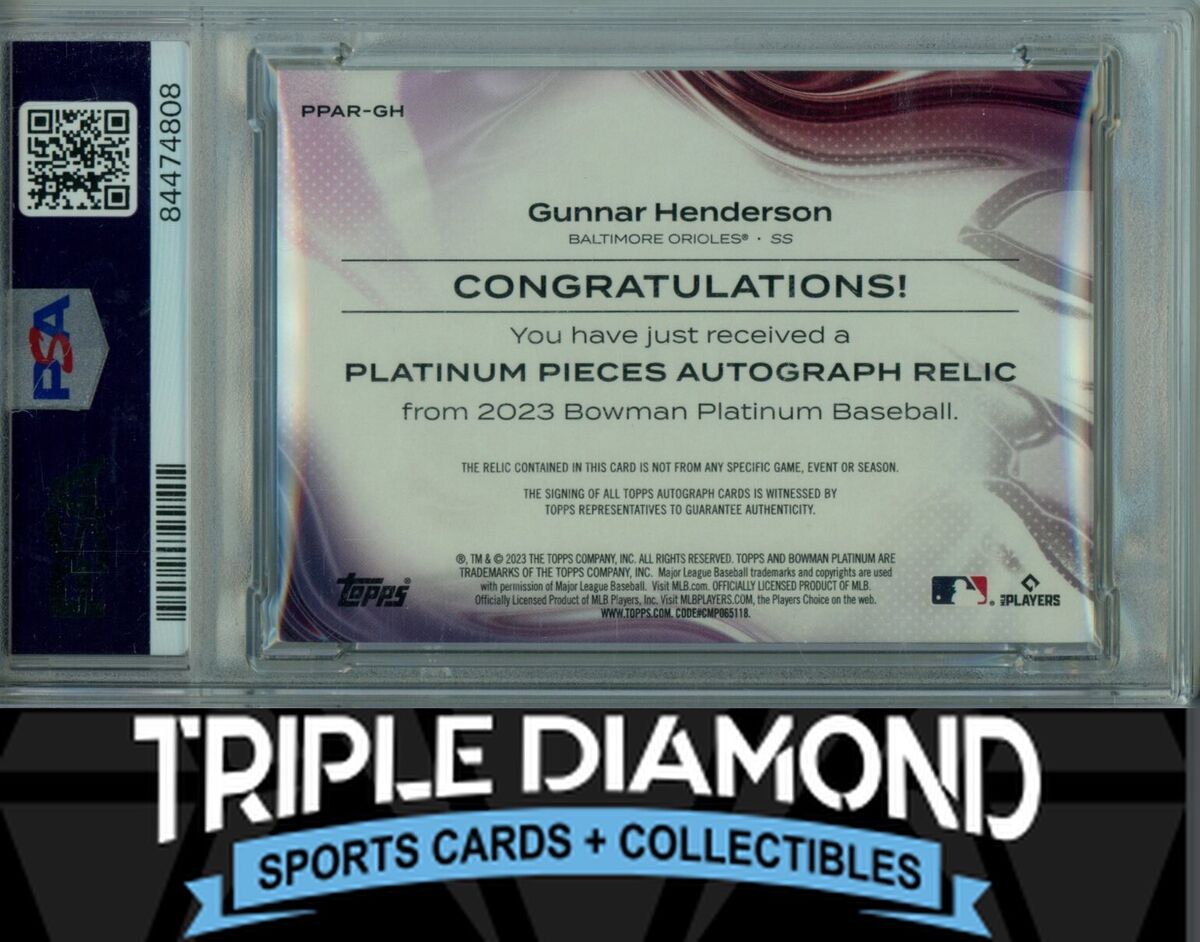 2023 Bowman Platinum Gunnar Henderson Rookie Patch Auto #1/1 2023 Bowman Platinum Gunnar Henderson Rookie Patch Auto #1/1
