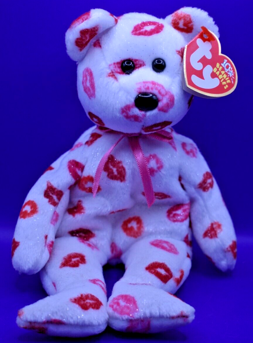 Ty Beanie Babies Baby Kissy 2003 MWT Rare Retired Valentine's Day Bear