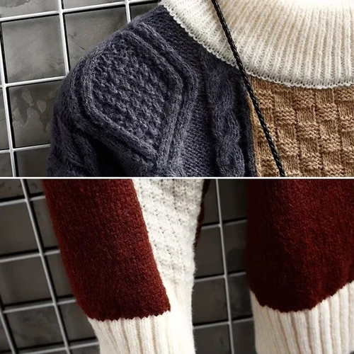 Mens Knitted Tops Long Sleeve Casual Pullover Warm Jumper Crew Neck Sweaters - Imagen 8 de 13