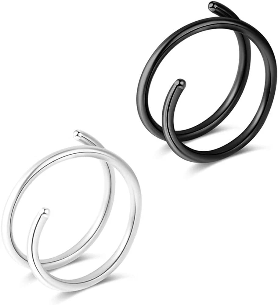 Double hoop nose ring hotsell for single piercing ebay