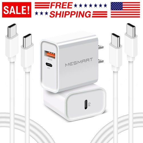 MESMART PD QC3.0 Fast Wall Charger US plug 3ft Cable For Android Samsung Galaxy - Picture 2 of 30