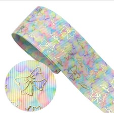 1.5 INCH GROSGRAIN RIBBON Hair Bow Supplies 1260929 Rainbow gold foil DBL SIDED
