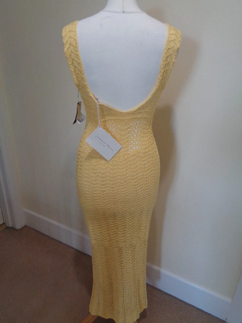 VALENTINO SAVANNAH MORROW NUOVISSIMO ABITO MIDI GIALLO ALL'UNCINETTO 'VALENTINA' TAGLIA XS