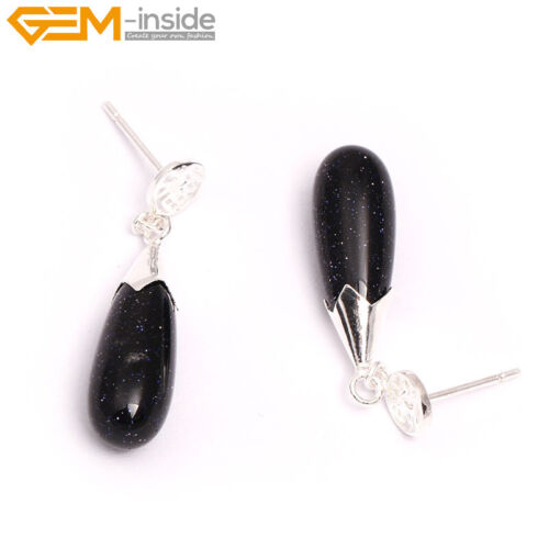 Assorted Stone Silver-plated Studs Hook Earrings Party Teardrop Women Gift - Picture 13 of 48