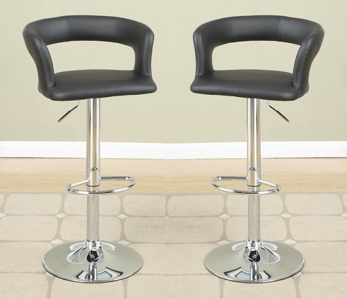 2PC Adjustable Swivel Barstool Bar Pub Stool PU Saddle Around Back Seat-2 Colors - Picture 2 of 3