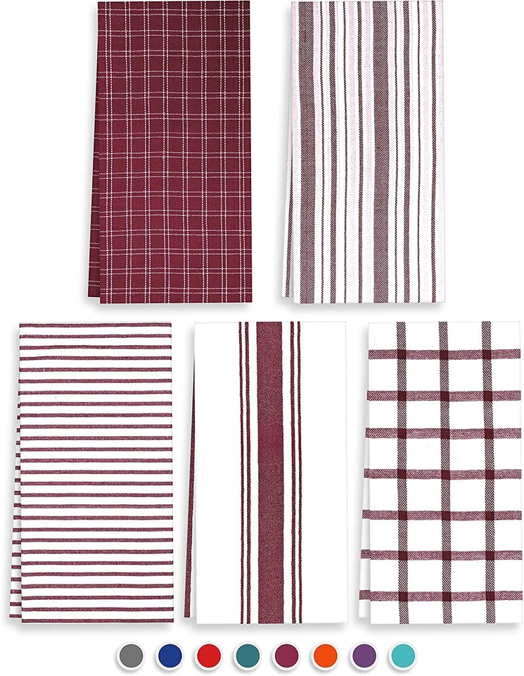 100% Cotton Kitchen Tea Towels pack of 5 Durable Tea Towels Super Absorbent - Image 1 of 1