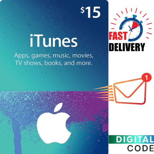 iTunes Gift Card 15 Dollar - $15 iTunes Gift Card digital Key - US ONLY - Picture 1 of 1
