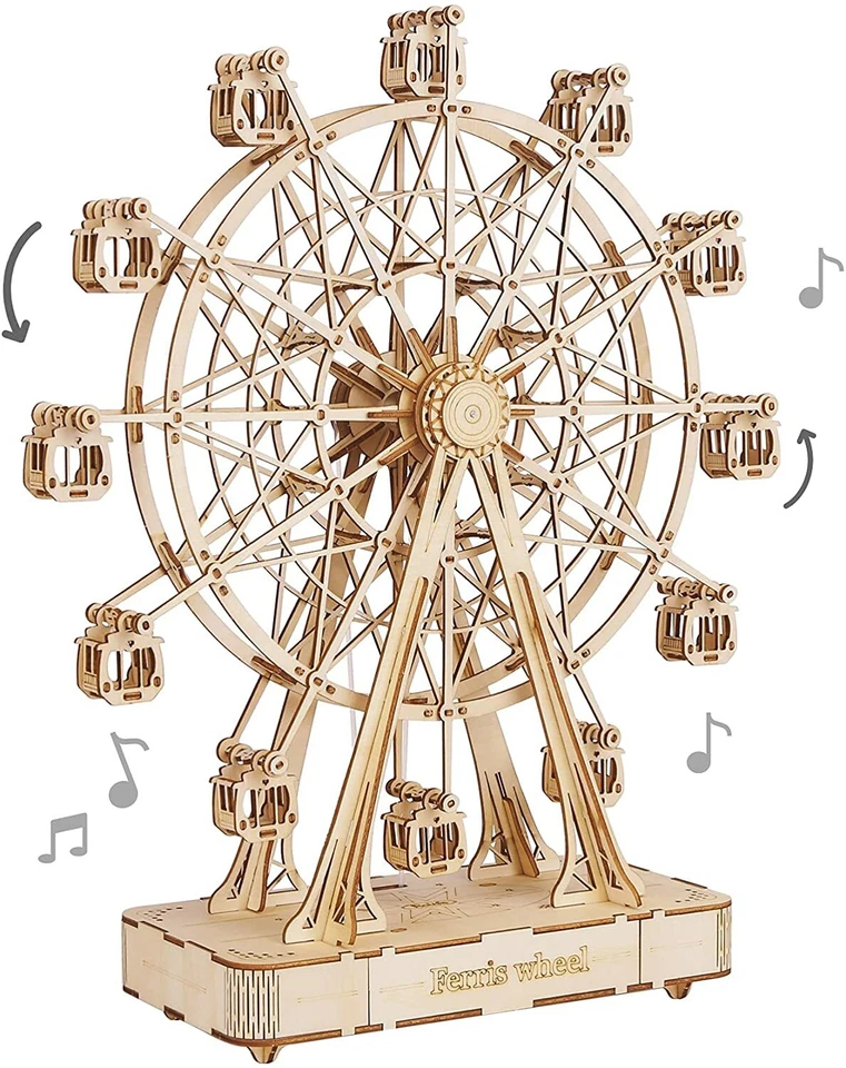 ROKR Riesenrad Spieluhr DIY 3D Holzpuzzle Modellbausatz mit Musik Kind Geschenk - Bild 2 von 4