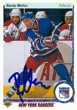 Randy Moller autographed Hockey Card (New York Rangers) 1991 Upper Deck #418