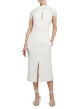 Roland Mouret Belem Rippled Silk Sheath Dress Keyhole-neckline Sz 10, $2,650 NWT