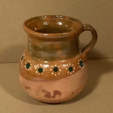 Vintage decorated Red Clay, terracota Water Pitcher , Half glazed