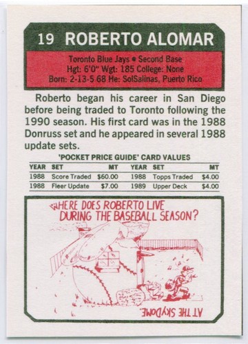 Guida prezzi tascabile SCD Multisport 1993 #19 Roberto Alomar Toronto Blue Jays - Foto 2 di 2