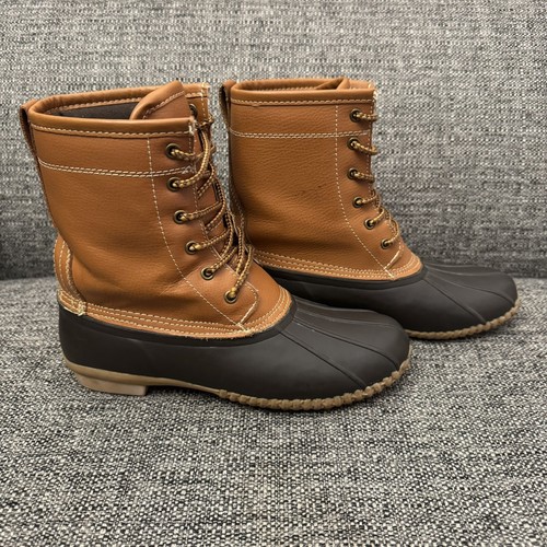 Leather & Rubber Water Proof Lace Boots Faux Fur Lining w/ Steel Shank Sz 8 Snow - Picture 5 of 10