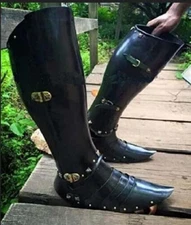 Armor Greaves Medieval Functional Black Steel Knights Leg Guard
