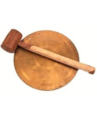 Cloche Traditionnelle En Laiton Ronde École Ghanta Avec Marteau En Bois